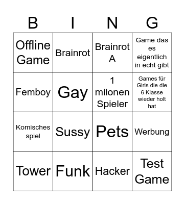 Roblox Bingo Card
