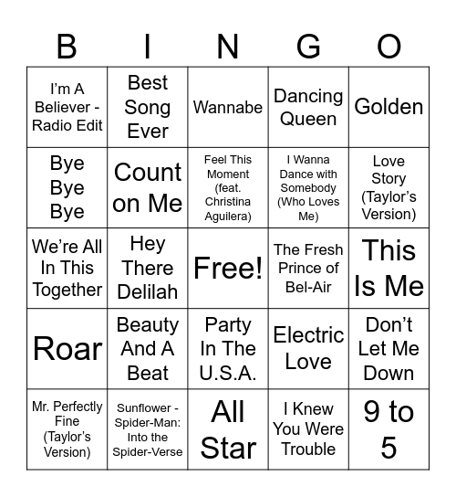 Mission Week Music Bingo! Bingo Card