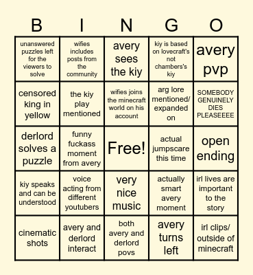 Wifies ARG SFAWTDE 2 Bingo Card