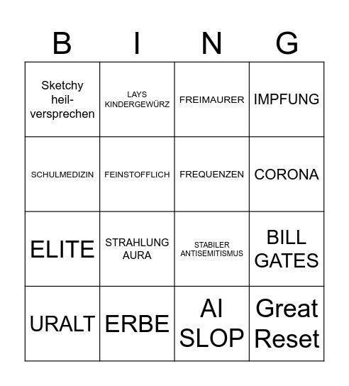 Schwurbel Bingo Card