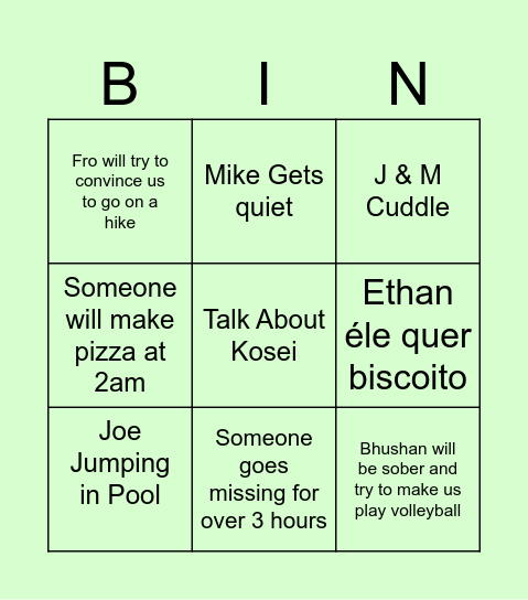 Lovely Bingo Card