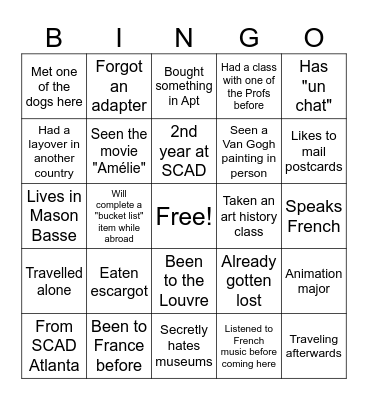Getting to Know You Bingo Card