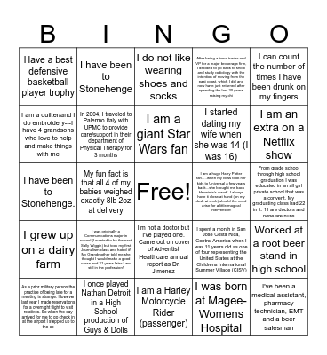 BINGO Ice Breaker Bingo Card