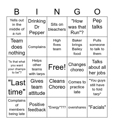 Baileys Edition Bingo Card