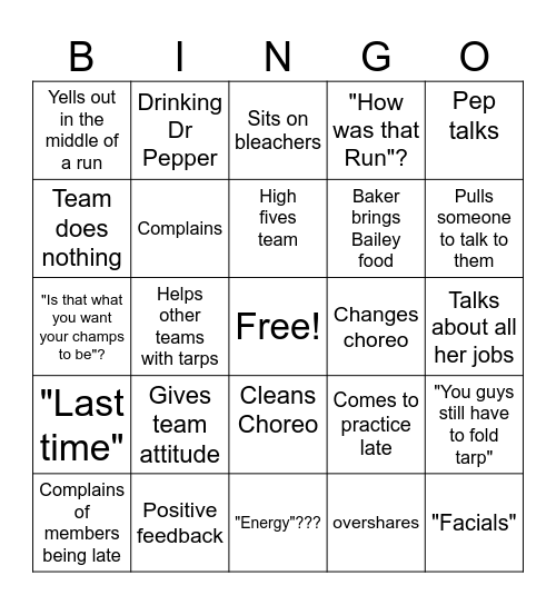 Baileys Edition Bingo Card
