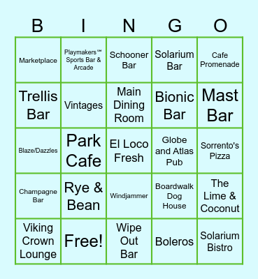 Oasis of the Seas BINGO Card