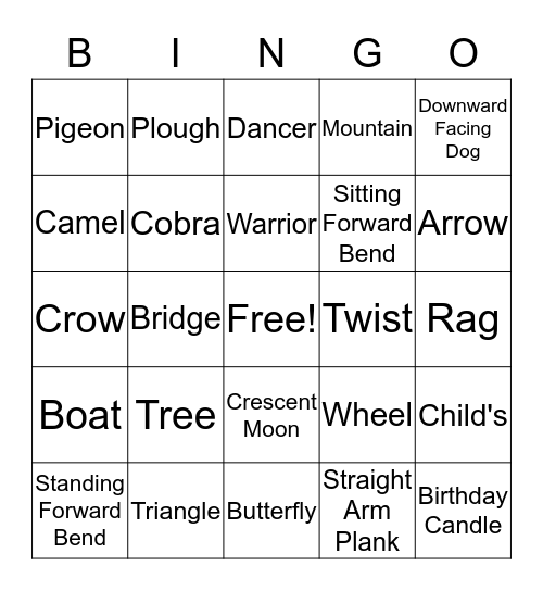 Yoga Bingo Card