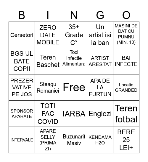 NIBIRU BINGO Card