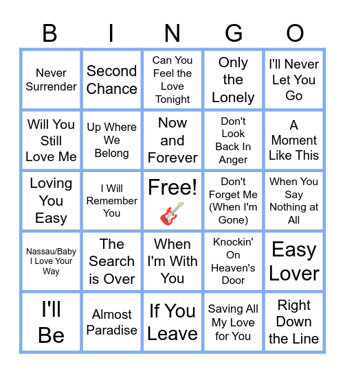 MUSIC BINGO at the Ann Arbor Eagles! 🎤Ballads! 🎵 Bingo Card