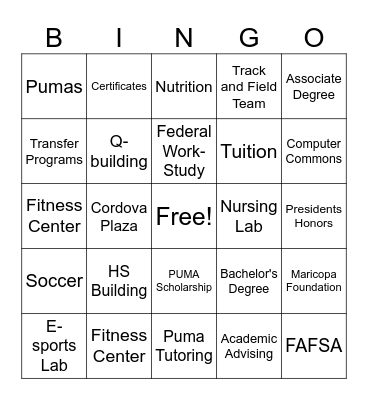 PVCC Bingo Card