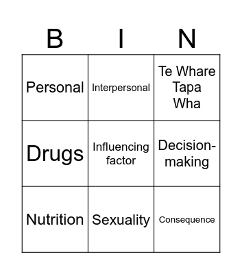 11HES Terminology Bingo Card