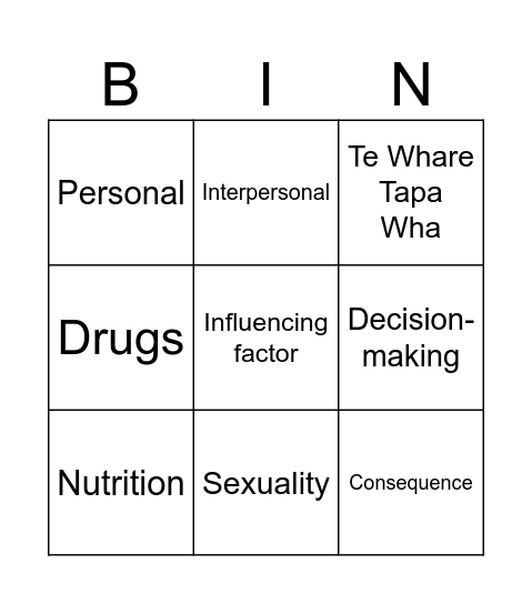 11HES Terminology Bingo Card