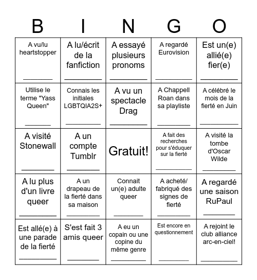 Bingo Brise-Glace de la fierté Bingo Card