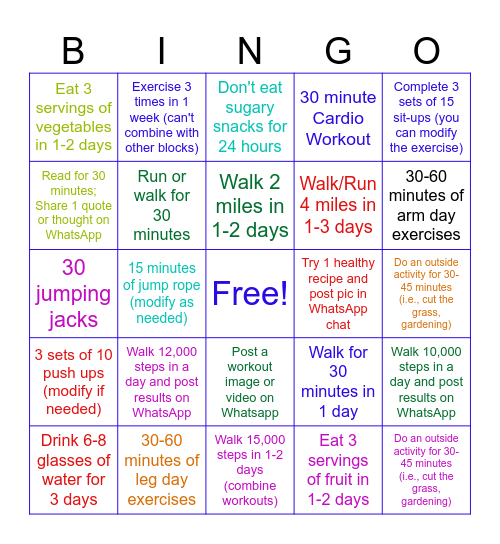 Drop the Weight: Bingo Card Challenge Bingo Card
