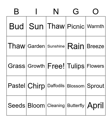 Spring Bingo Card