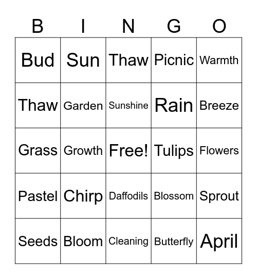 Spring Bingo Card