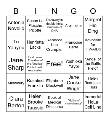 Women's History Month Bingo Card