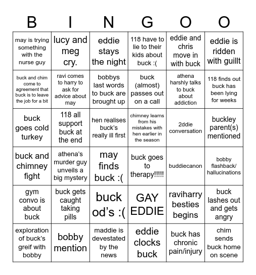 9x15 Bingo Card