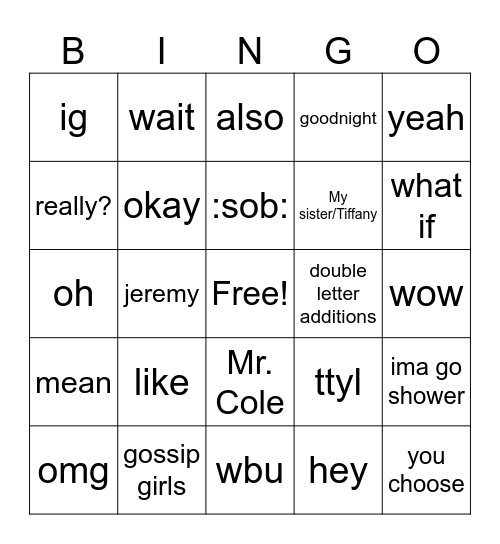 Alingo Bingo Card