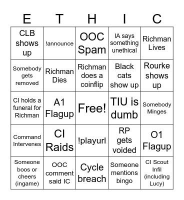 Tribunal Bingo Card Bingo Card