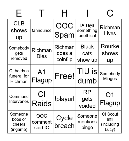 Tribunal Bingo Card Bingo Card
