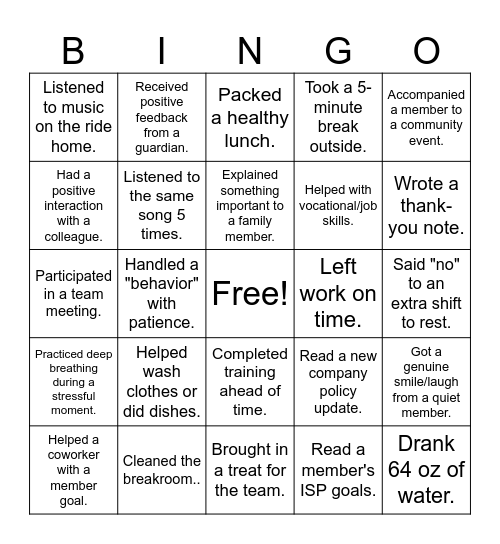 CL DSP BINGO Card