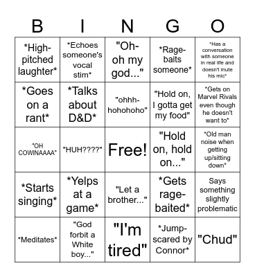 Ryan Bingo Card