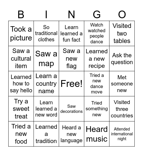 World Bingo Card