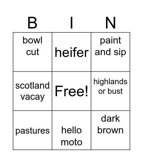 wooly bully Bingo Card