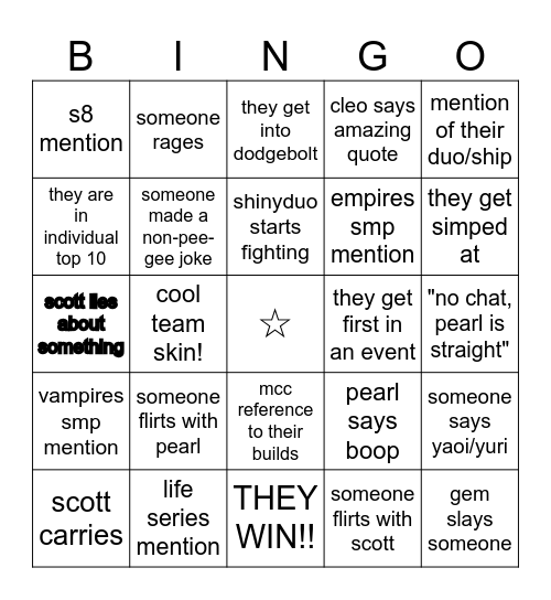 🟡Yellow Yaks MCC🟡 Bingo Card