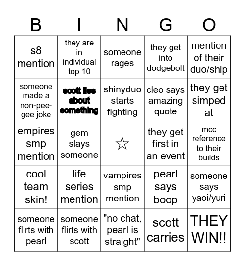 🟡Yellow Yaks MCC🟡 Bingo Card