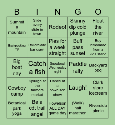 Summer! Bingo Card