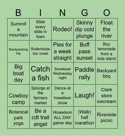 Summer! Bingo Card