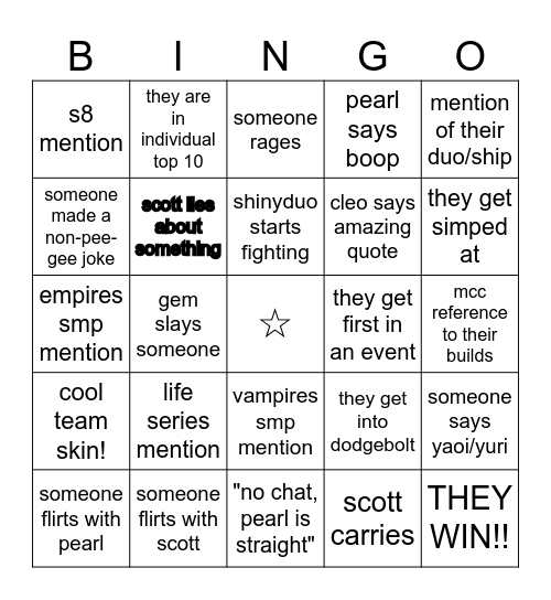🟡Yellow Yaks MCC🟡 Bingo Card