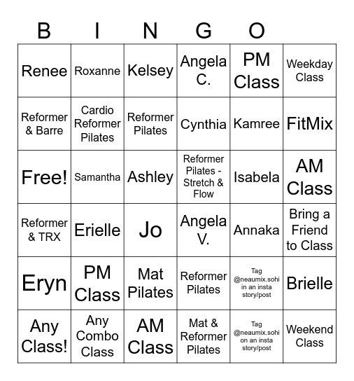 Neaumix Bingo Card
