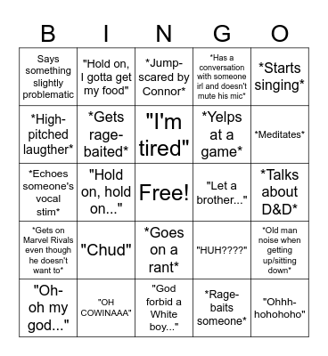 Ryan Bingo Card