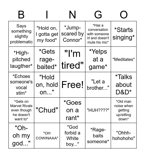 Ryan Bingo Card