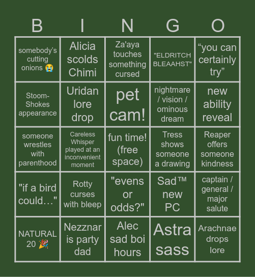 Hellraizers Session 125 Bingo Card