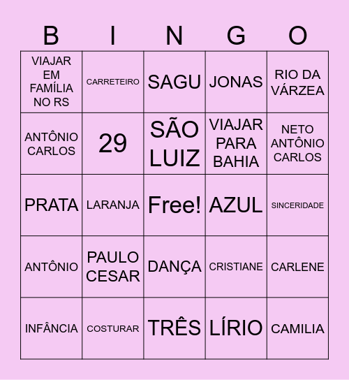 Aniversário da Maria Helena - 70 anos Bingo Card