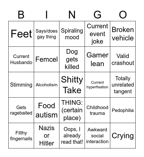 Pipkin Pippa Stream Bingo Card