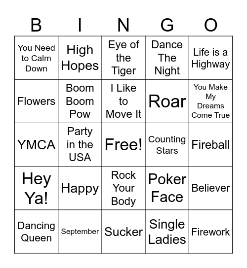 Fantastic Friends Music Bingo! Bingo Card