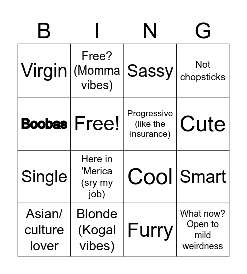 Dream GF LOLOLOLOL Bingo Card