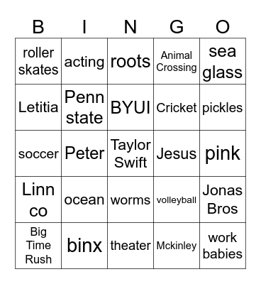 KIRA Bingo Card