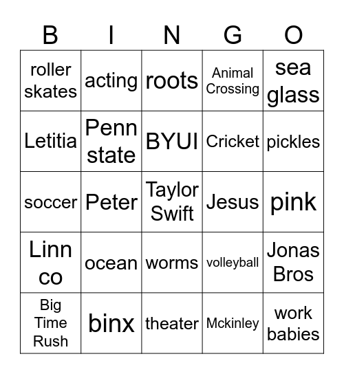 KIRA Bingo Card