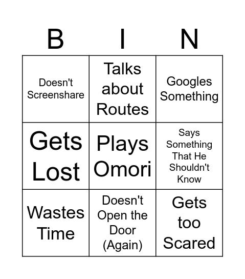 Ryan Omori Bingo Card