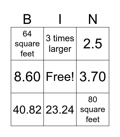 8-4/9-1 Bingo!!! Bingo Card