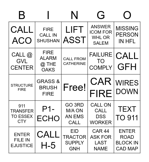 DISPATCH BINGO Card