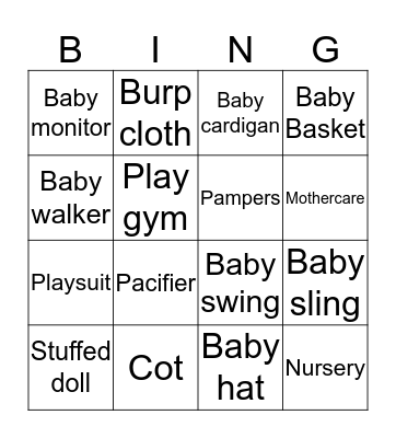 Rashi & Abhimanyu's Baby Shower  Bingo Card