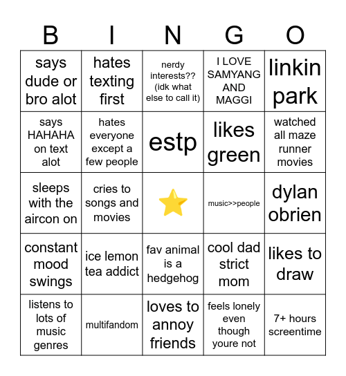 ARYA BINGO Card