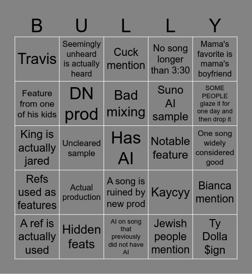 BINGY Bingo Card